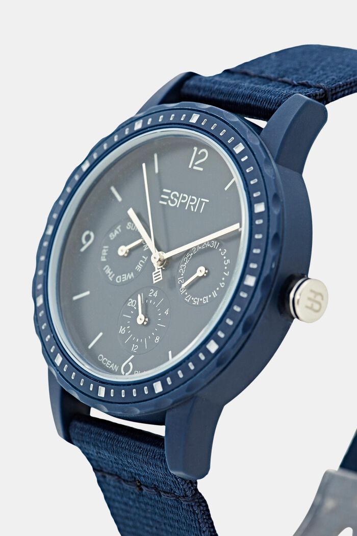 Z recyklovaného materiálu: multifunkční hodinky z plastů z moří, BLUE, detail image number 1
