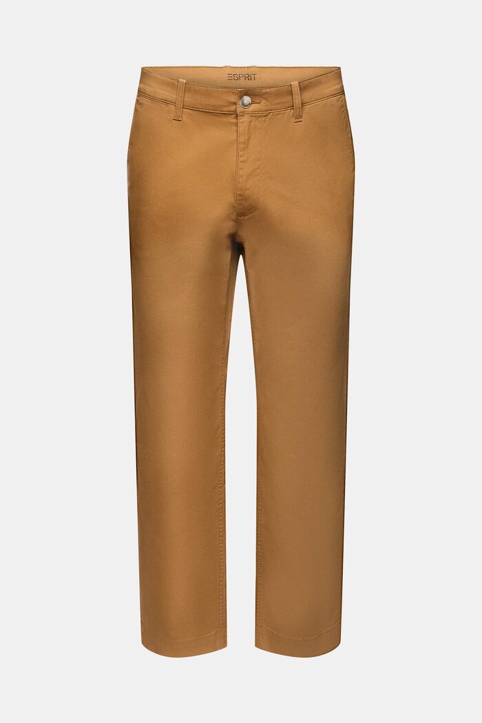 Kalhoty chino, bavlněný kepr, rovný střih, CAMEL, detail image number 7