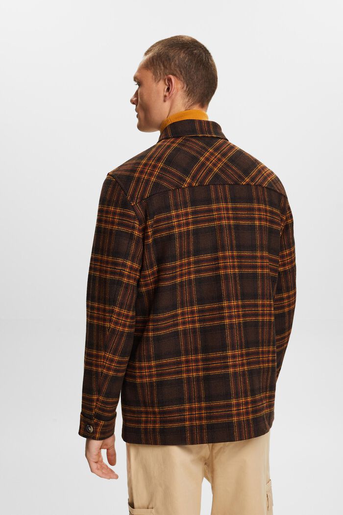 Károvaná košilová bunda ze směsi s vlnou, DARK BROWN, detail image number 3