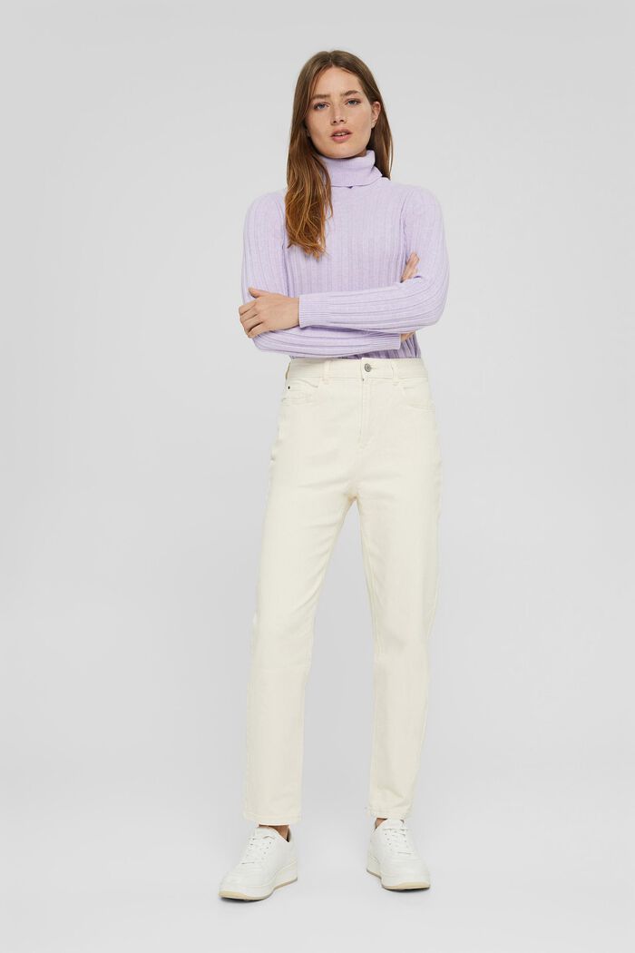 Kalhoty Mom, z bio bavlny, OFF WHITE, detail image number 1