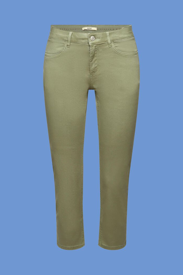 Capri kalhoty z bio bavlny, PALE KHAKI, detail image number 5