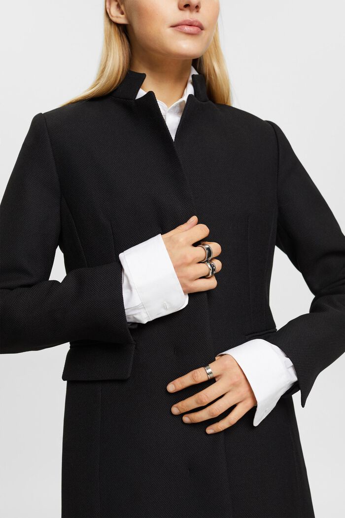 Kabát s límcem s obrácenými klopami, BLACK, detail image number 2