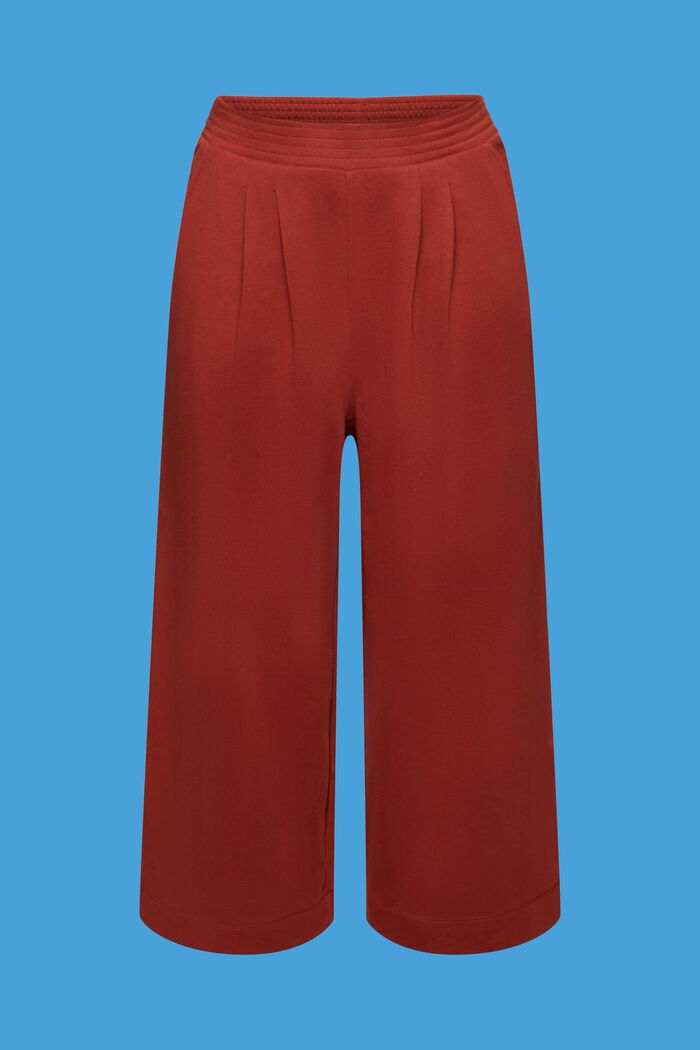 Zkrácené kalhoty z žerzeje, 100% bavlna, TERRACOTTA, detail image number 7