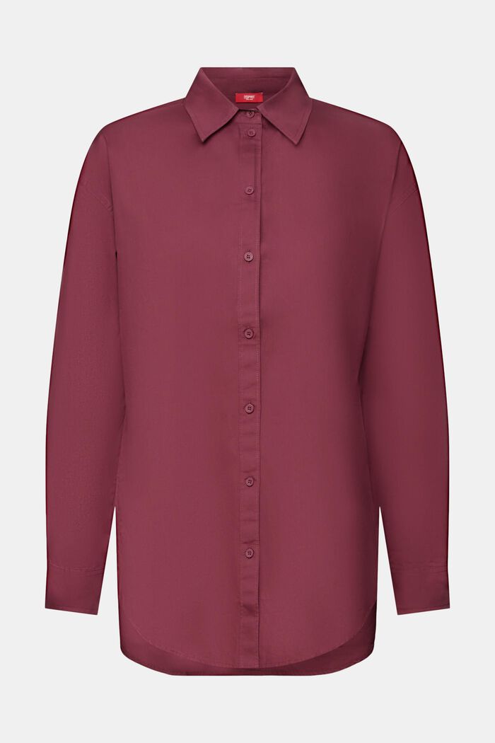 Košilová halenka z popelínu, 100% bavlna, AUBERGINE, detail image number 6