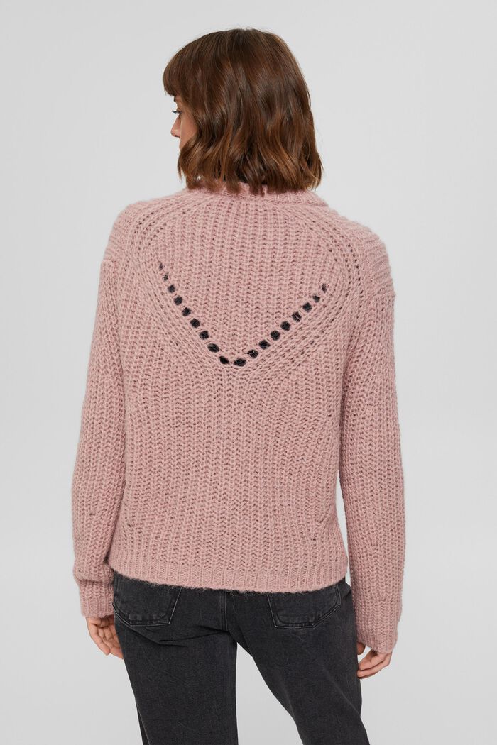 S alpakou: pulovr se strukturou, OLD PINK, detail image number 3