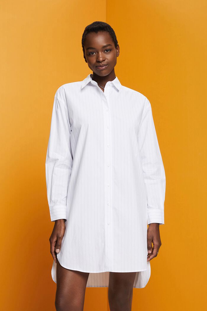 Pruhované košilové šaty, 100% bavlna, WHITE, detail image number 0