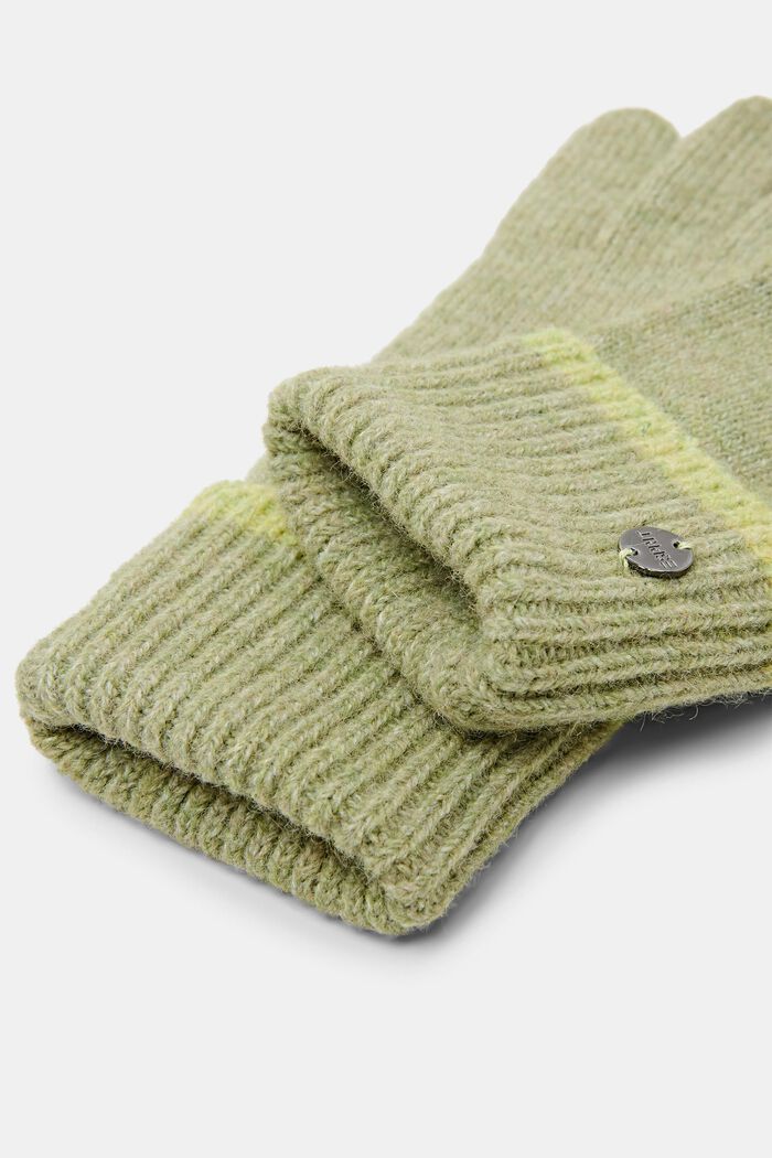 Pletené rukavice s vlnou, CITRUS GREEN, detail image number 1