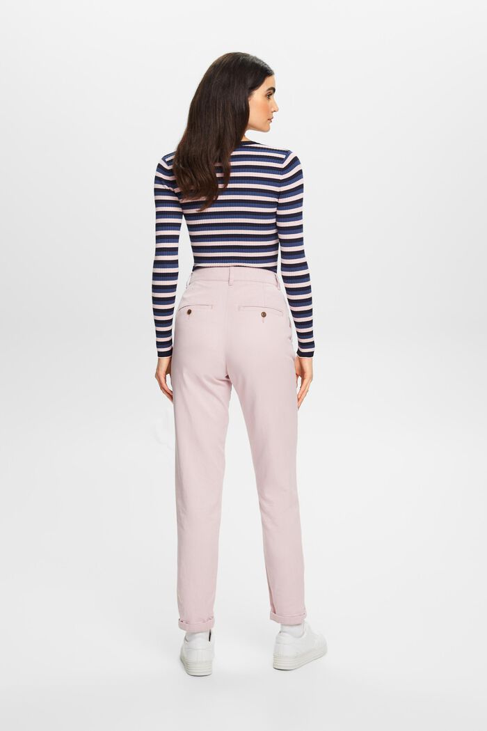 Kalhoty chino, se středně vysokým pasem, směs s bavlnou, OLD PINK, detail image number 3