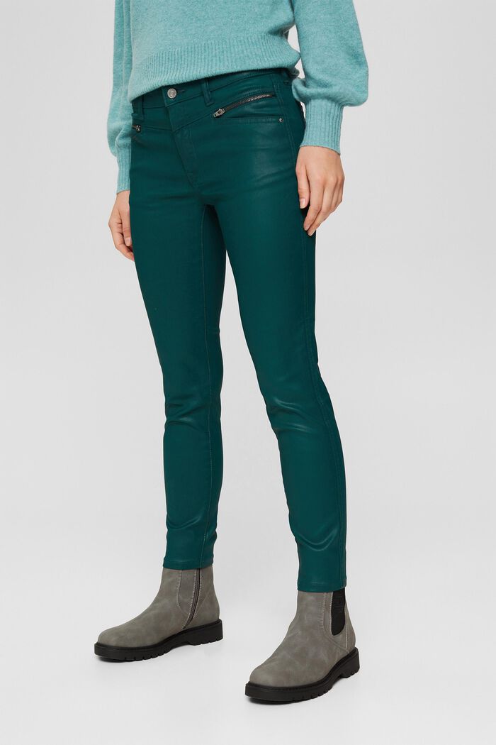 Povrstvené kalhoty se zipy, DARK TEAL GREEN, detail image number 0