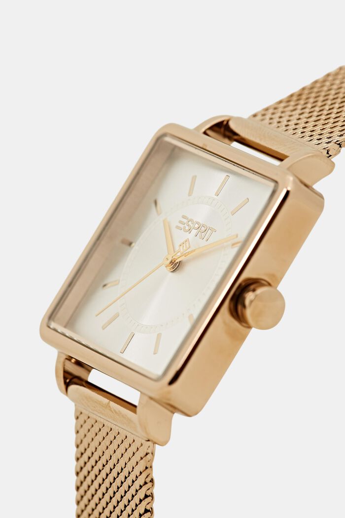 Hranaté hodinky se síťovaným páskem, GOLD, detail image number 1