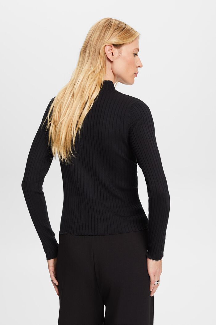 Pruhovaný pulovr z žebrové pleteniny, BLACK, detail image number 3