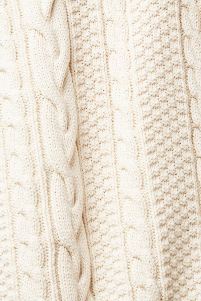 Pulovr z copánkové pleteniny, poloviční zip, OFF WHITE, detail image number 4