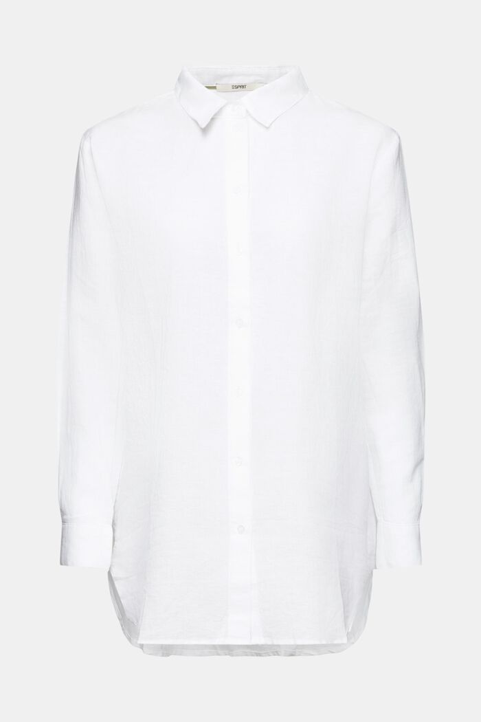 Košile ze lnu s bavlnou, WHITE, detail image number 6