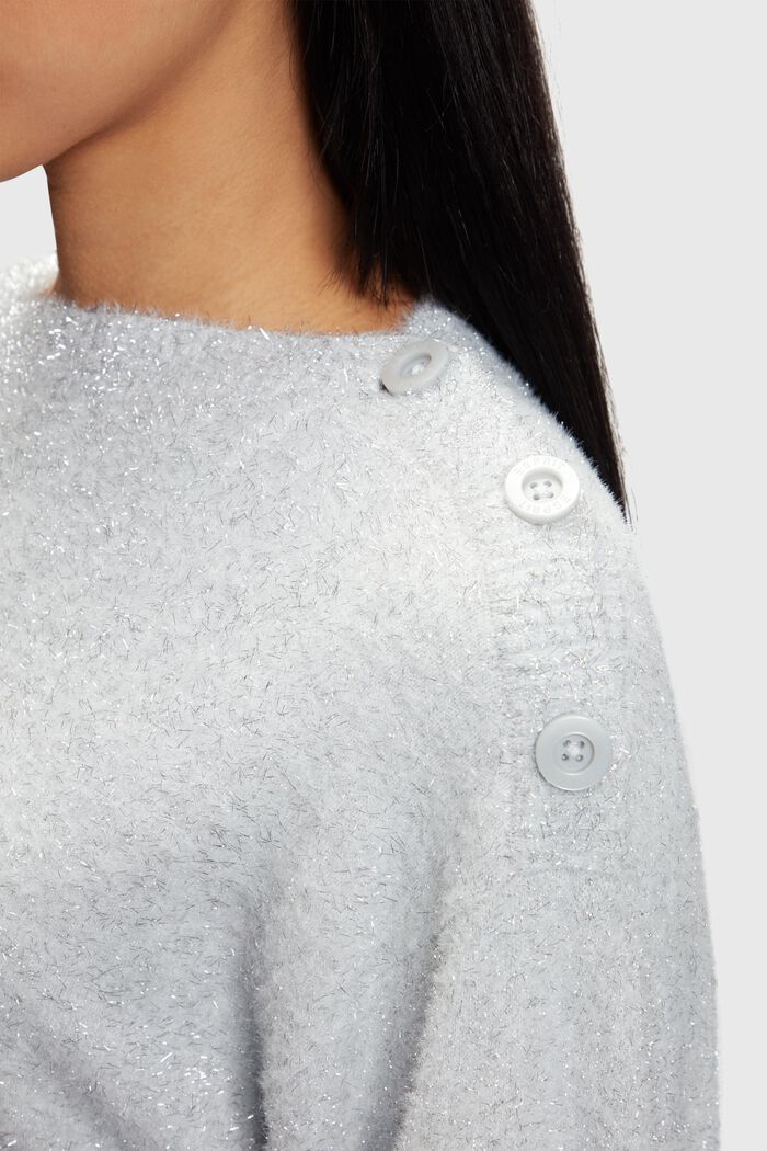 Chlupatý metalický pulovr, SILVER, detail image number 2