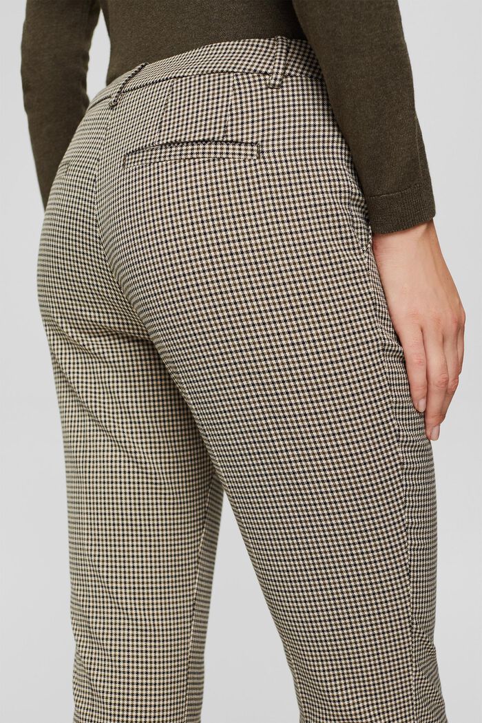 Zkrácené kalhoty se vzorem kohoutí stopy, s rozšířenými nohavicemi, DARK KHAKI, detail image number 5