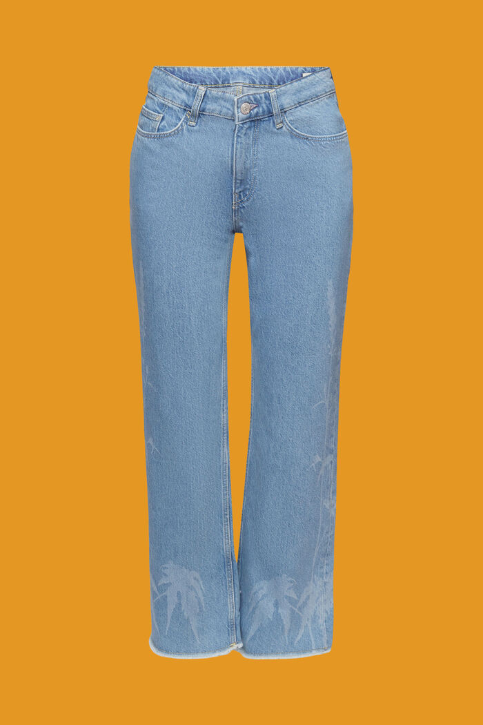 Zkrácené džíny se vzorem, 100% bavlna, BLUE LIGHT WASHED, detail image number 7