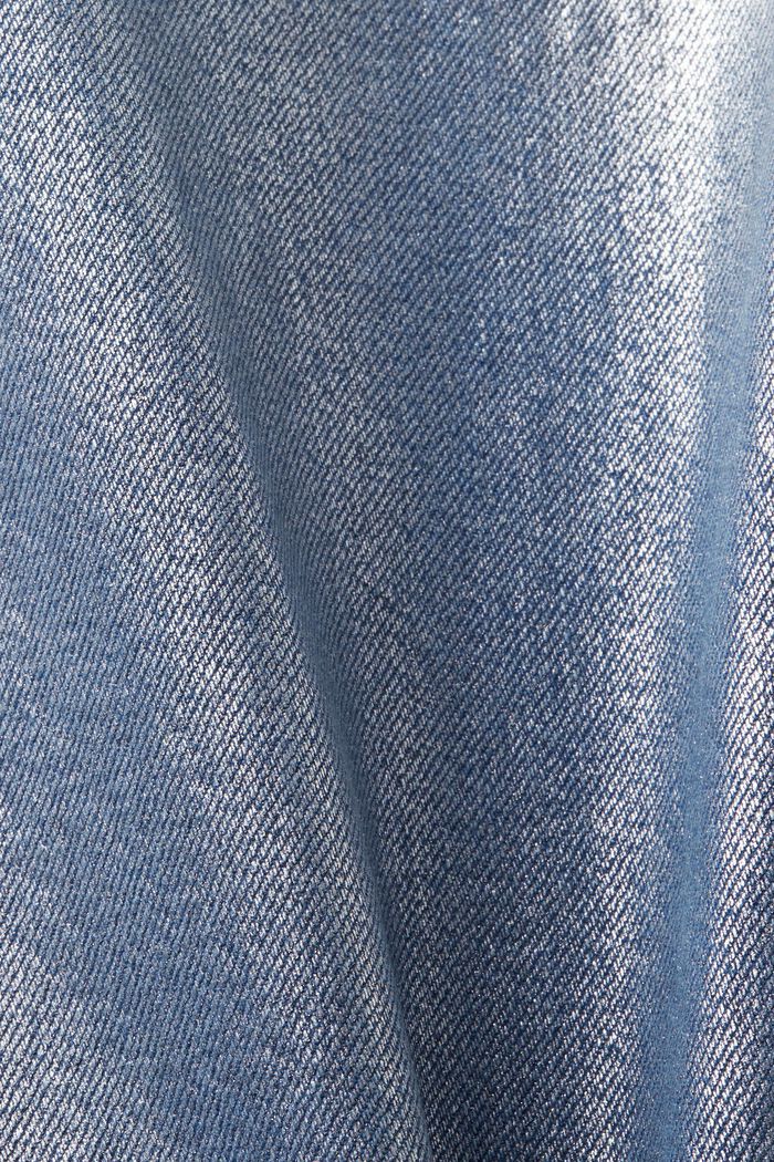 Metalické retro džíny, rovné nohavice a vysoký pas, GREY RINSE, detail image number 6