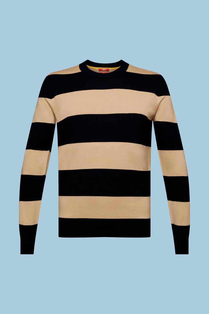 Vlněný bezešvý pulovr s proužky, BEIGE, detail image number 5