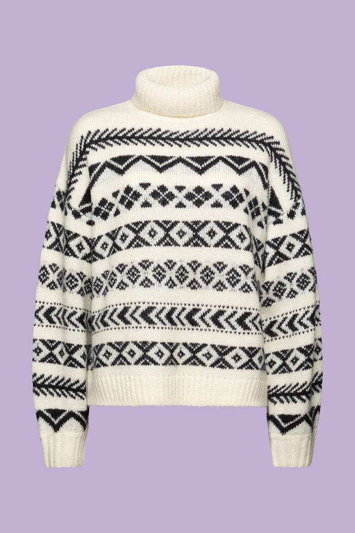 Žakárový pulovr s rolákem, ze směsi s vlnou, ICE, detail image number 7