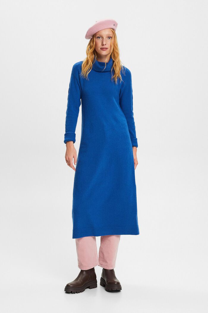 Midi šaty s nízkým rolákem, BRIGHT BLUE, detail image number 4