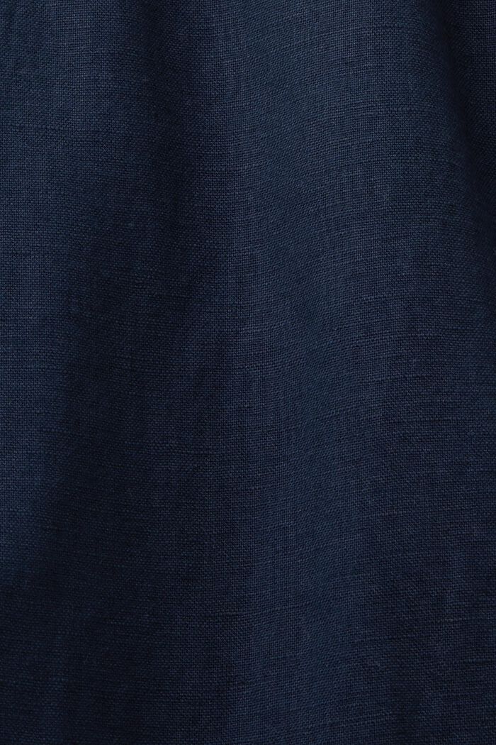 Rovné kalhoty ze směsi lnu a bavlny, NAVY, detail image number 5