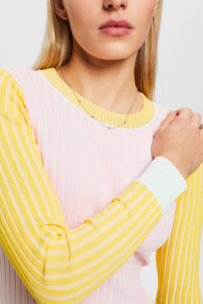 Žebrový pulovr s barevnými bloky, PASTEL PINK, detail image number 2