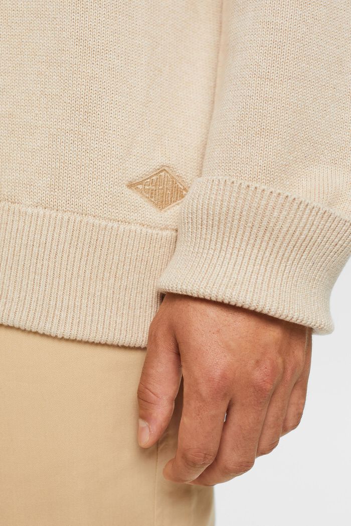 Bavlněný pulovr s kulatým výstřihem, SAND, detail image number 2