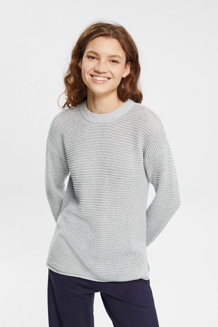 Pletený pulovr s texturou, LIGHT GREY, detail image number 0
