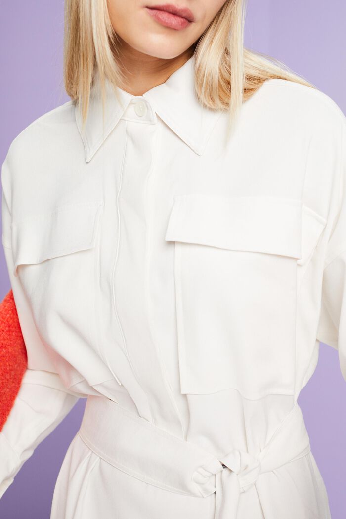 Oversize košilové midi šaty, OFF WHITE, detail image number 2
