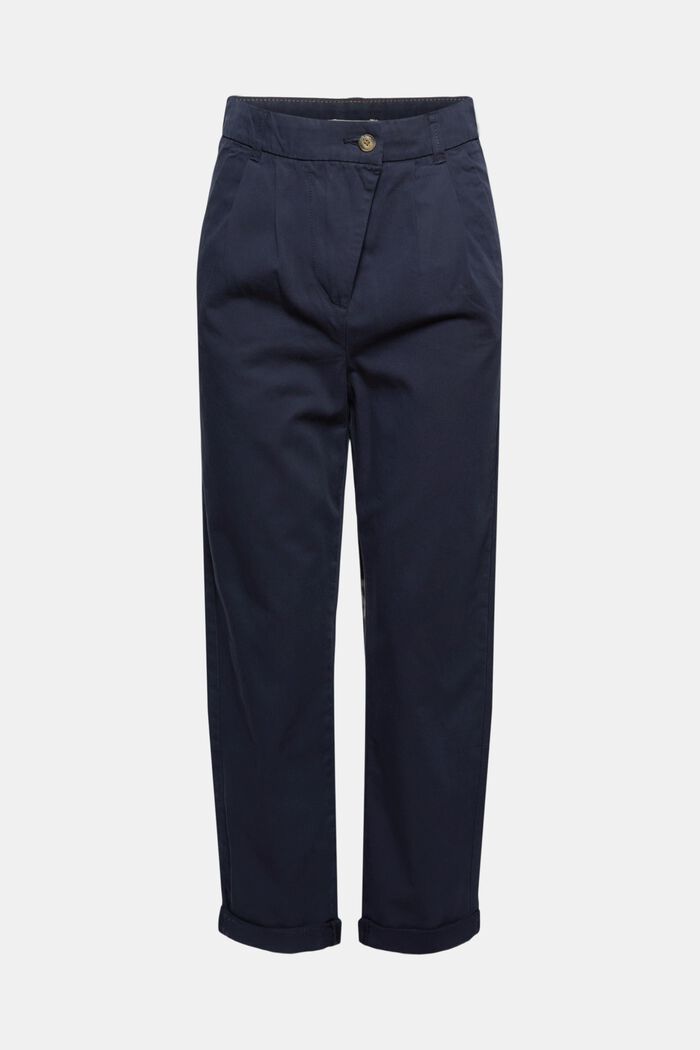 Kalhoty chino kalhoty s vysokým pasem, 100% pima bavlna, NAVY, overview