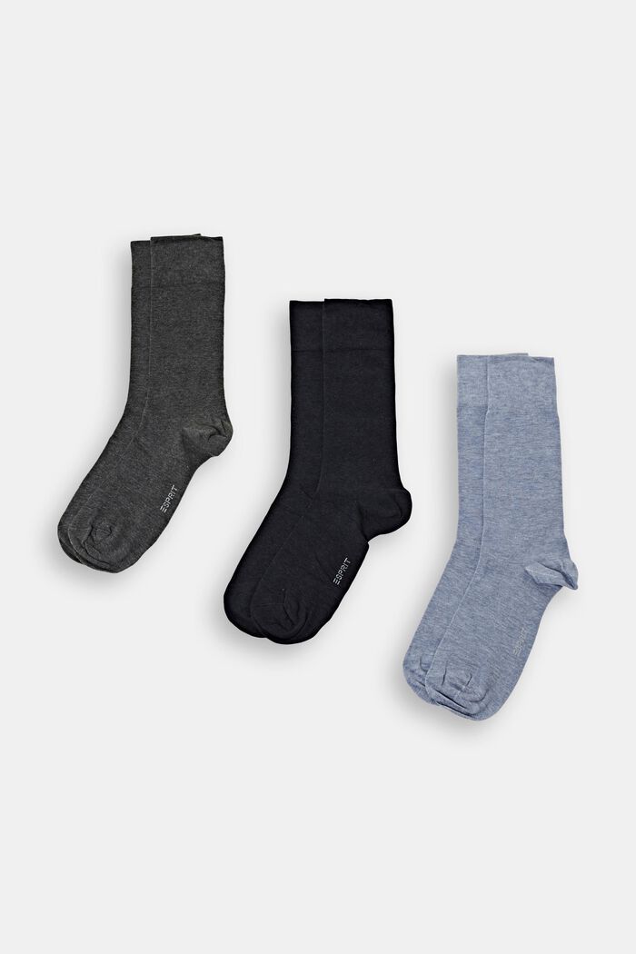 3 páry ponožek, bio bavlna, BLACK/BLUE, detail image number 0