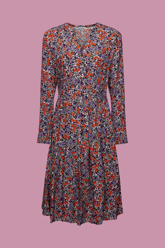 Midi šaty s květovaným potiskem po celé ploše, NAVY, detail image number 6