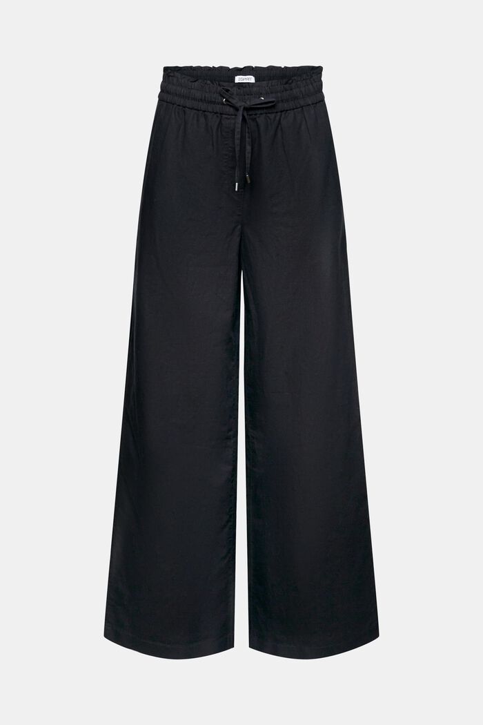 Kalhoty ze směsi bavlny a lnu, BLACK, detail image number 7