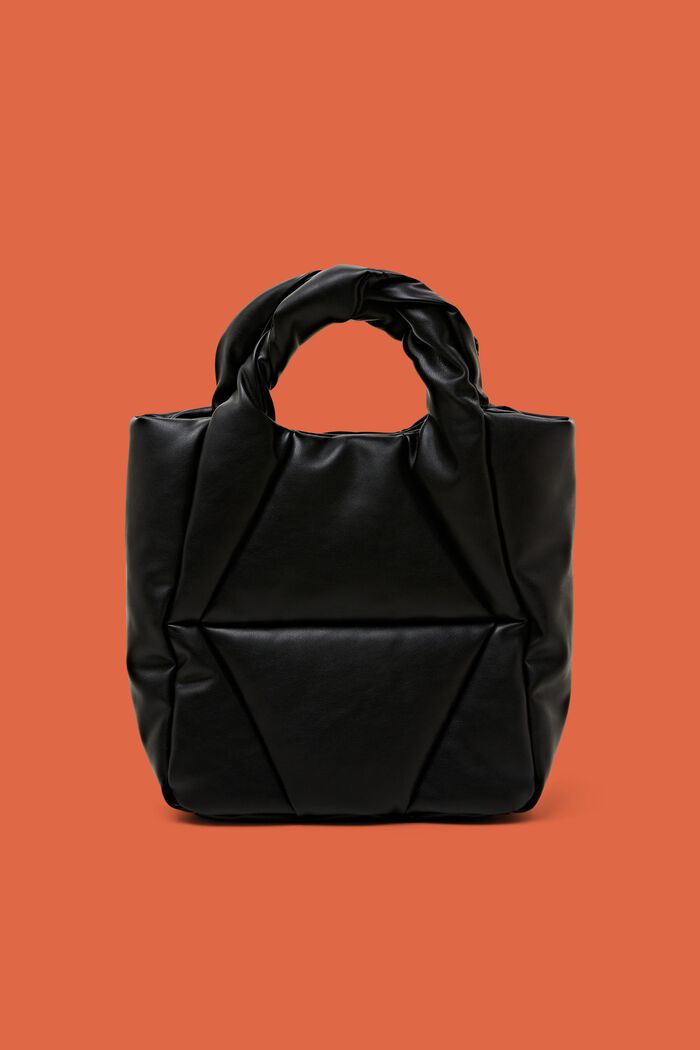 Nadýchaná taška tote bag z imitace kůže, BLACK, detail image number 0