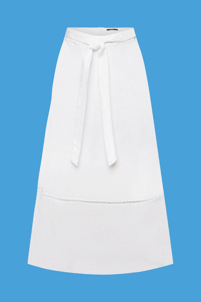 Midi sukně s opaskem, 100% len, WHITE, detail image number 6