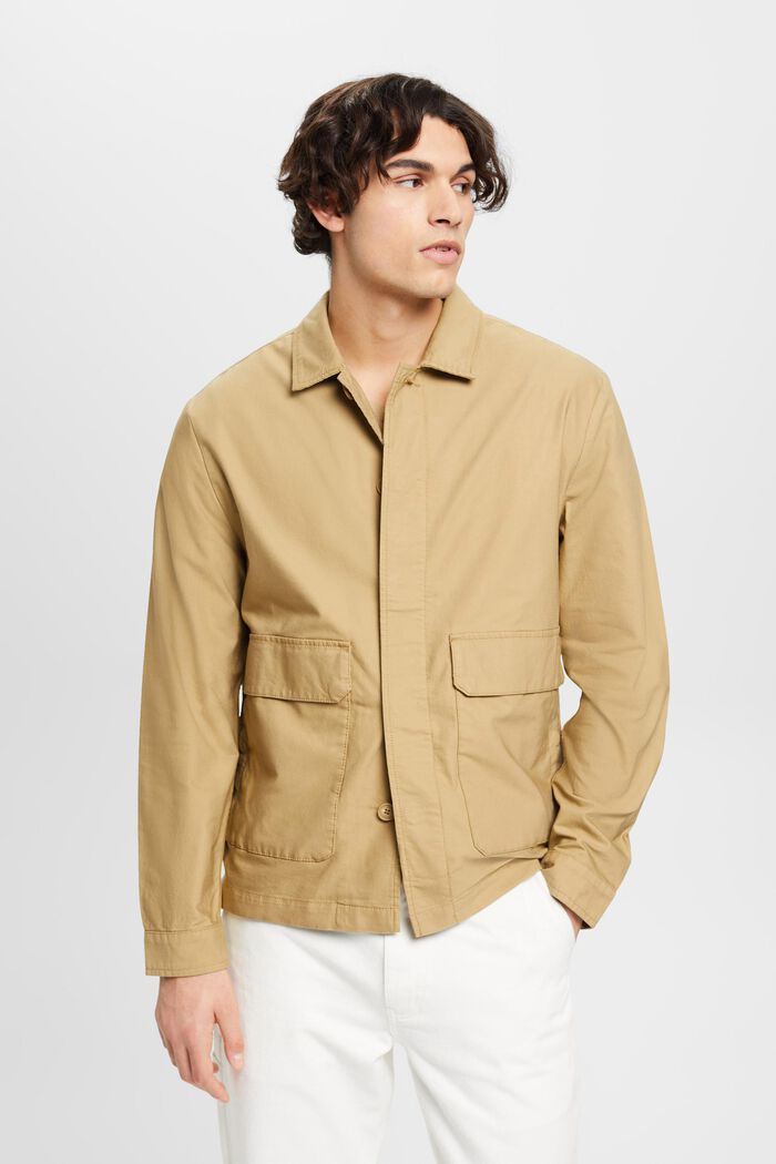 Košilová bunda, kapsy s klopami, KHAKI BEIGE, detail image number 0