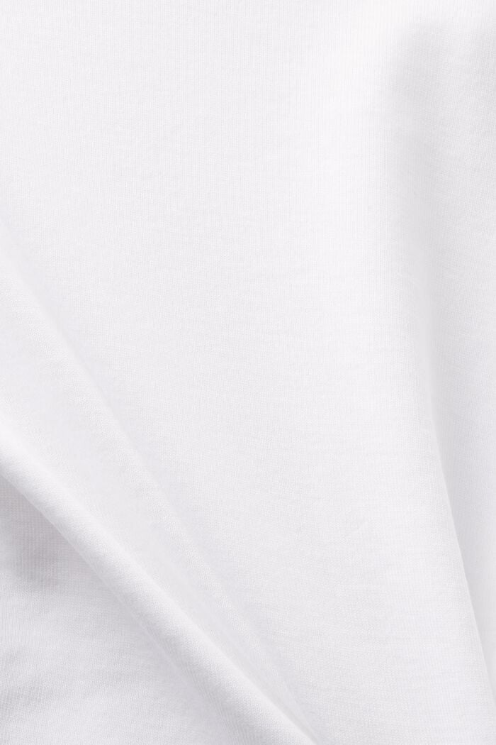 Bavlněné tričko se špičatým výstřihem, WHITE, detail image number 5