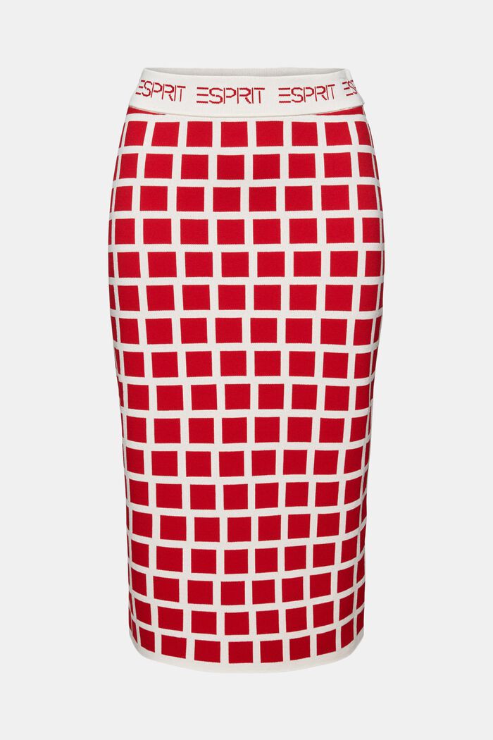 Midi sukně s logem, z žakárové pleteniny, DARK RED, detail image number 6