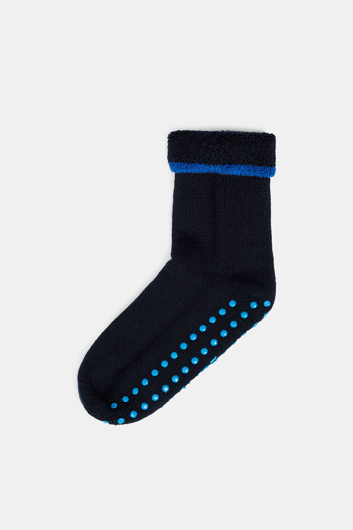 Měkké protiskluzové ponožky, směs s vlnou, DARK NAVY, detail image number 0