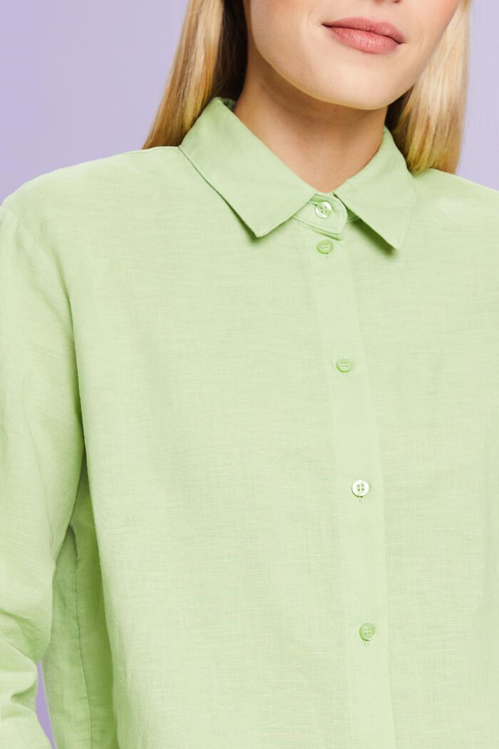 Košile ze lnu s bavlnou, LIGHT GREEN, detail image number 3