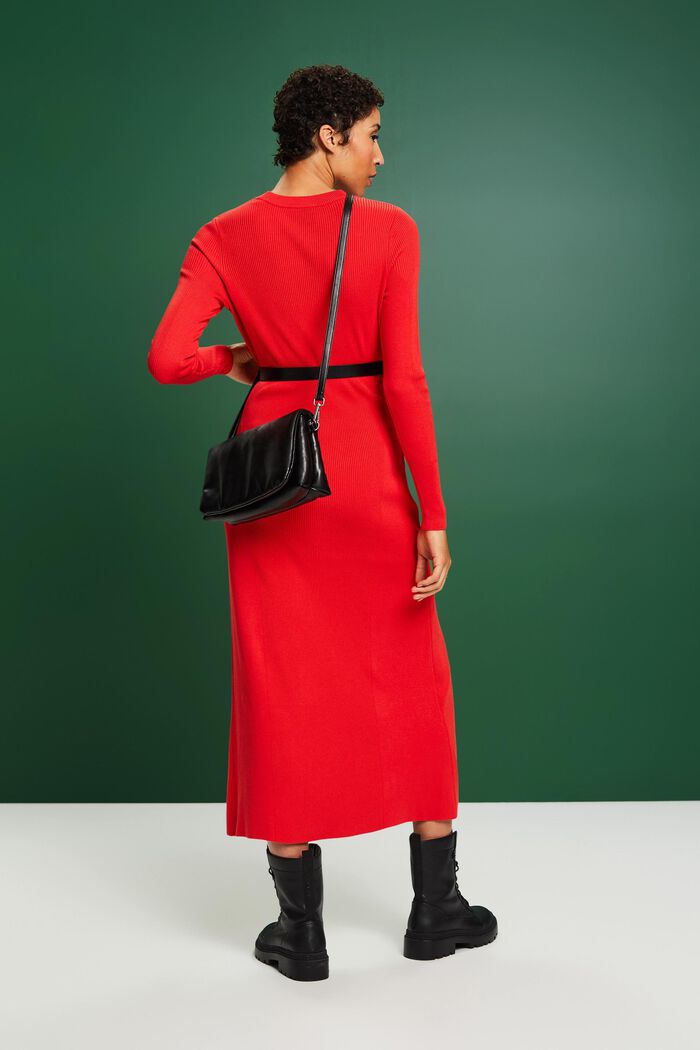 Midi šaty z žebrové pleteniny, RED, detail image number 2