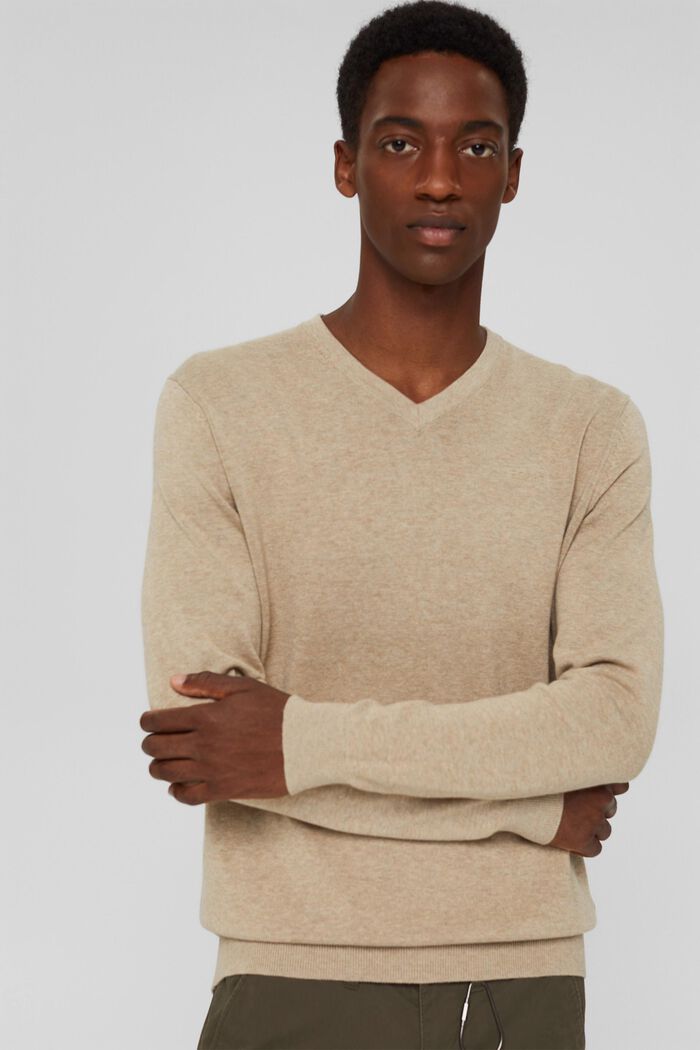 Basic pulovr ze 100% bavlny pima, BEIGE, overview