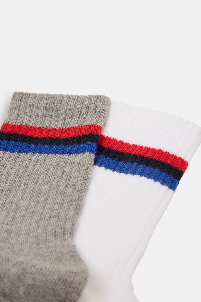 2 páry žebrovaných ponožek s proužky, WHITE/GREY, detail image number 1