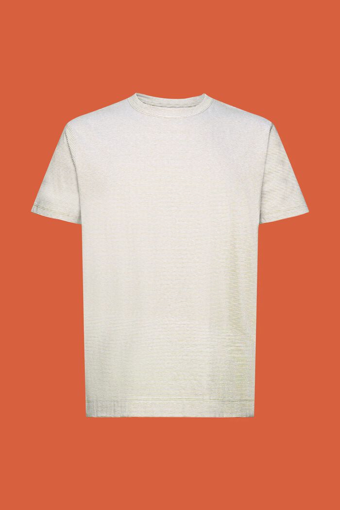 Pruhované žerzejové tričko, směs bavlny a lnu, LEAF GREEN, detail image number 6