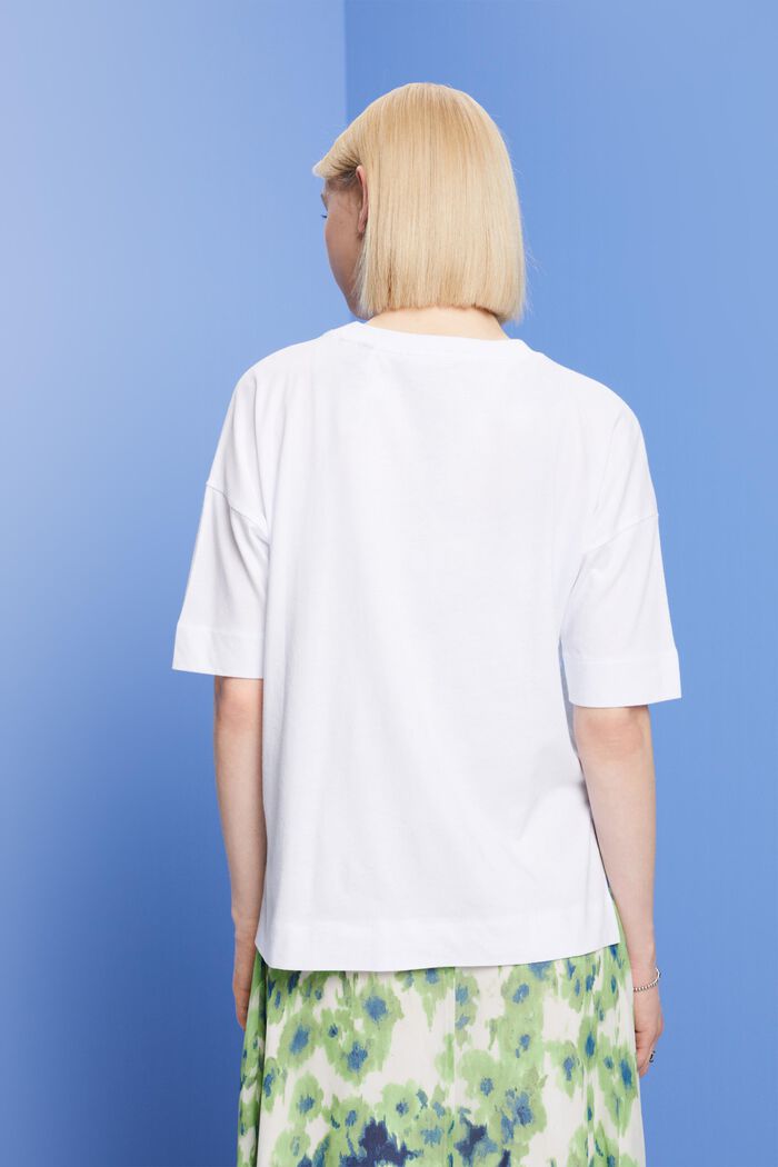 Oversize tričko s potiskem, TENCEL™, WHITE, detail image number 3