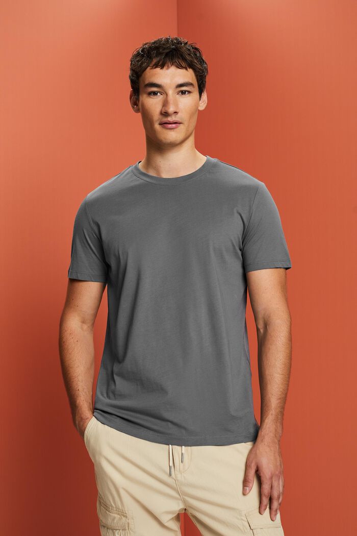 Žerzejové tričko, 100 % bavlna, DARK GREY, detail image number 0