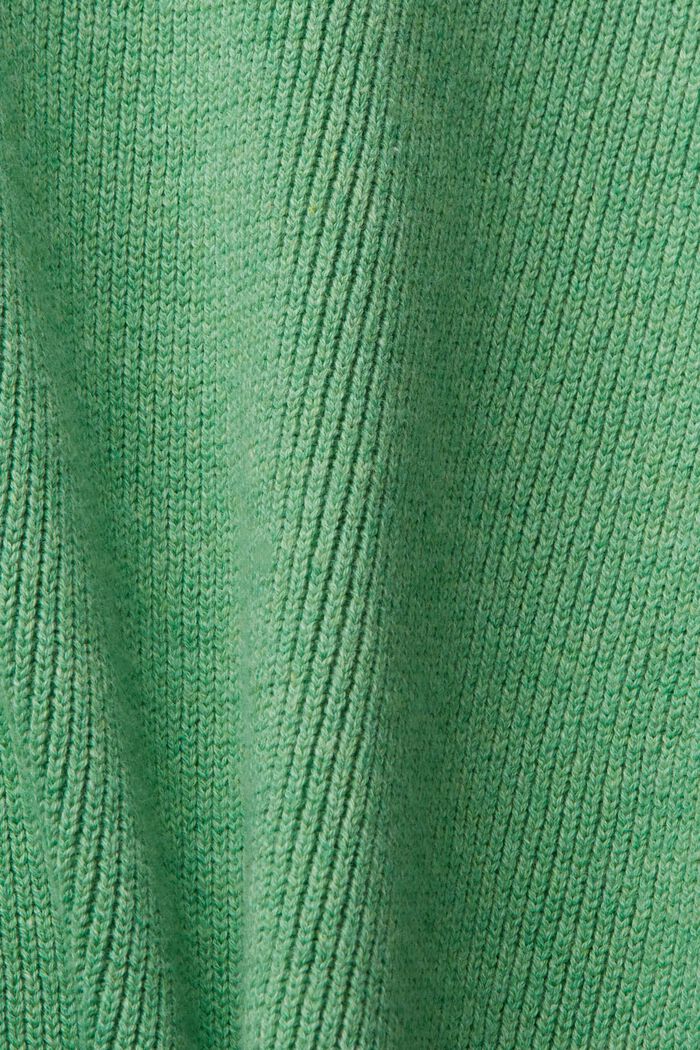 Bavlněný pulovr, špičatý výstřih, udržitelná bavlna, GREEN, detail image number 4