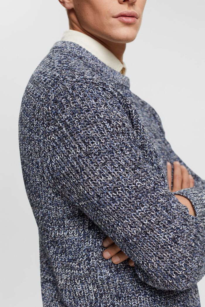 Vícebarevný pletený pulovr, NAVY, detail image number 2