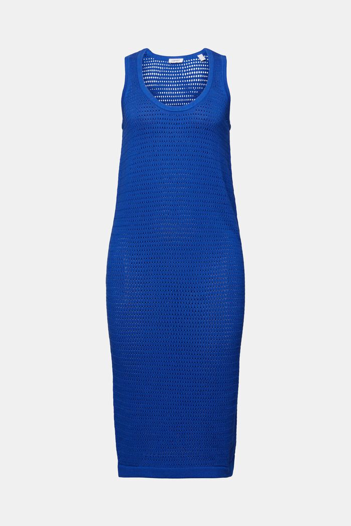 Midi šaty bez rukávů, z dírkované pleteniny, BRIGHT BLUE, detail image number 6