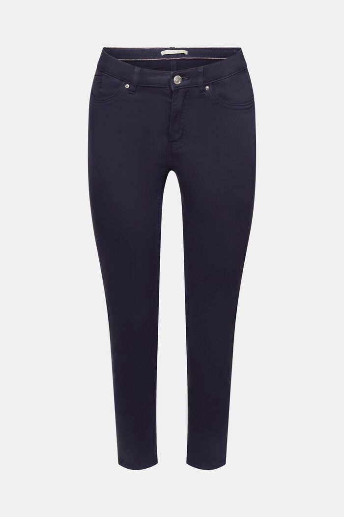 Strečové kalhoty, střední pas, zkrácené nohavice, NAVY, detail image number 7